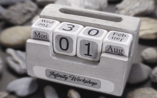 Kalender meja berbahan beton ringan